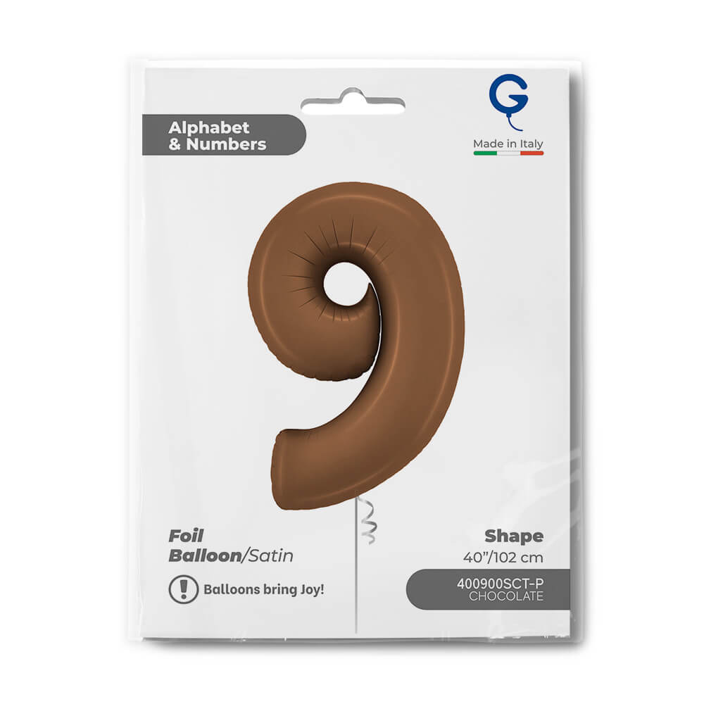 Cijfer 9 Satin Chocolate 102cm - Afbeelding 2