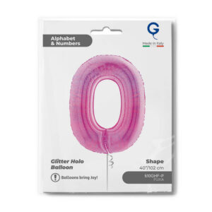 Number 0 Glitter Holographic Fuxia 40inc