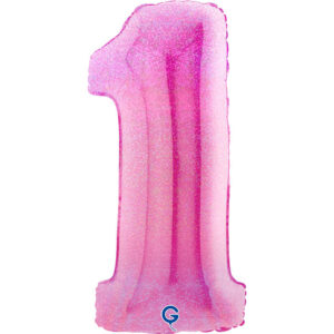 Number 1 Glitter Holographic Fuxia 40inc