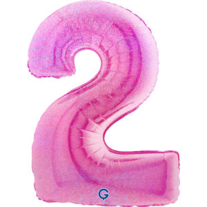 Number 2 Glitter Holographic Fuxia 40inc