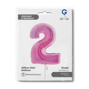 Number 2 Glitter Holographic Fuxia 40inc