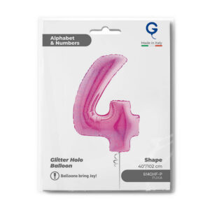 Number 4 Glitter Holographic Fuxia 40inc