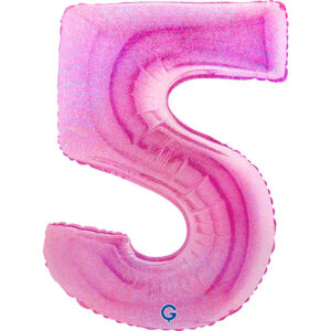 Number 5 Glitter Holographic Fuxia 40inc