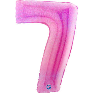 Number 7 Glitter Holographic Fuxia 40inc