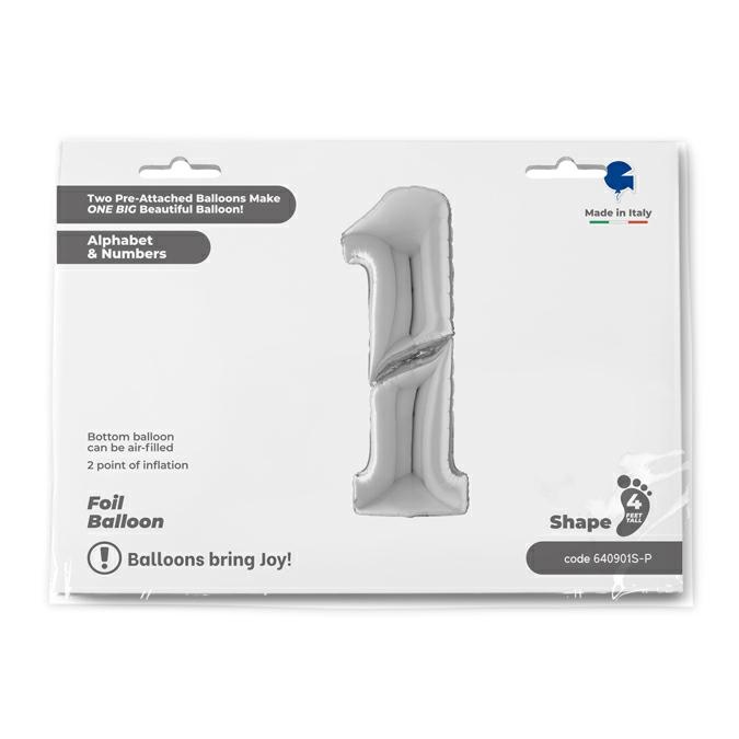 Cijfer 1 Zilver 163cm