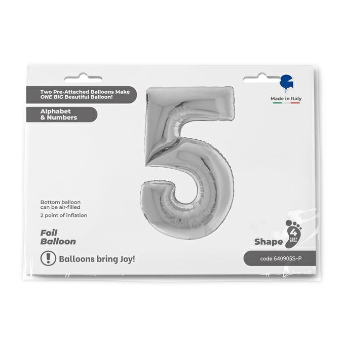 Cijfer 5 Zilver 163cm