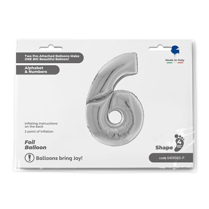 Cijfer 6 Zilver 163cm