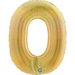 Number 0 Glitter Holographic Gold 5 40inc