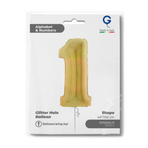 Number 1 Glitter Holographic Gold 5 40inc