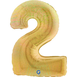 Number 2 Glitter Holographic Gold 5 40inc
