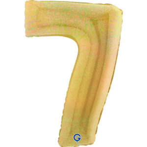 Number 7 Glitter Holographic Gold 5 40inc