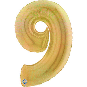 Number 9 Glitter Holographic Gold 5 40inc