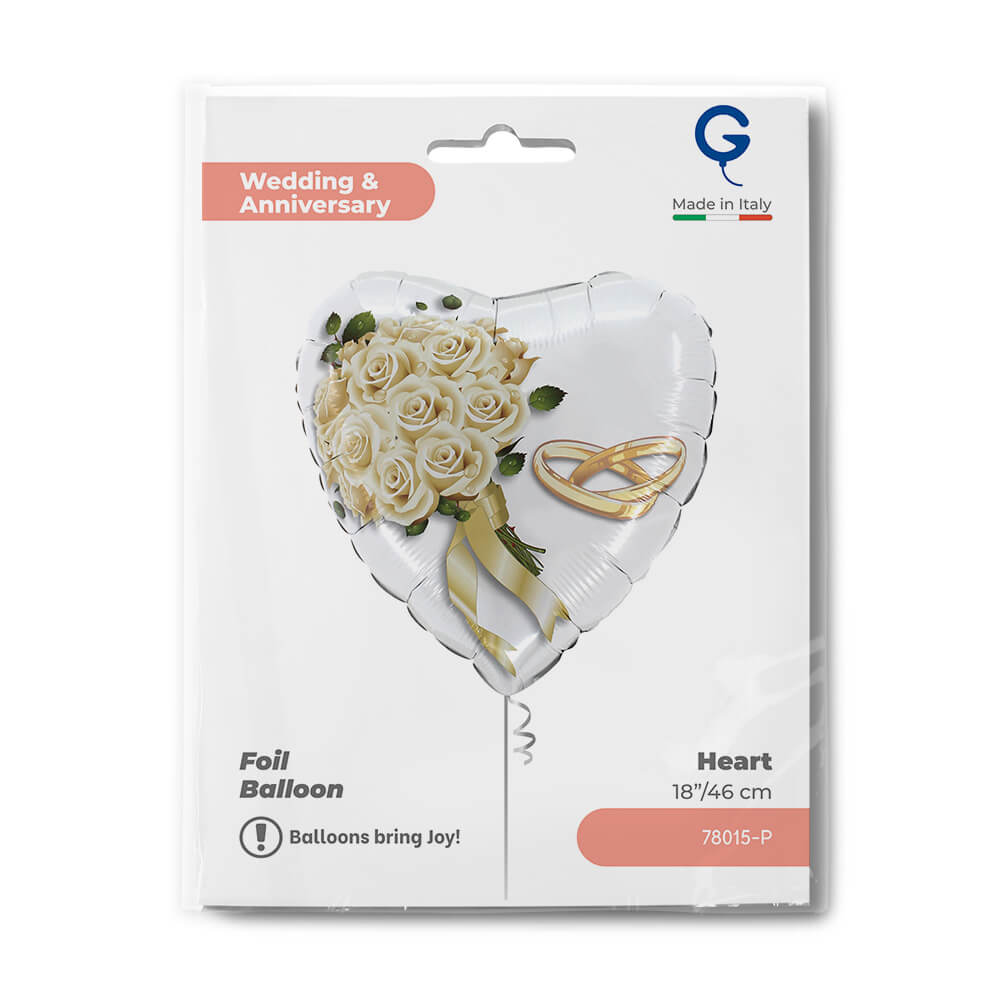 H18 Wit Roses Bouquet - Afbeelding 2