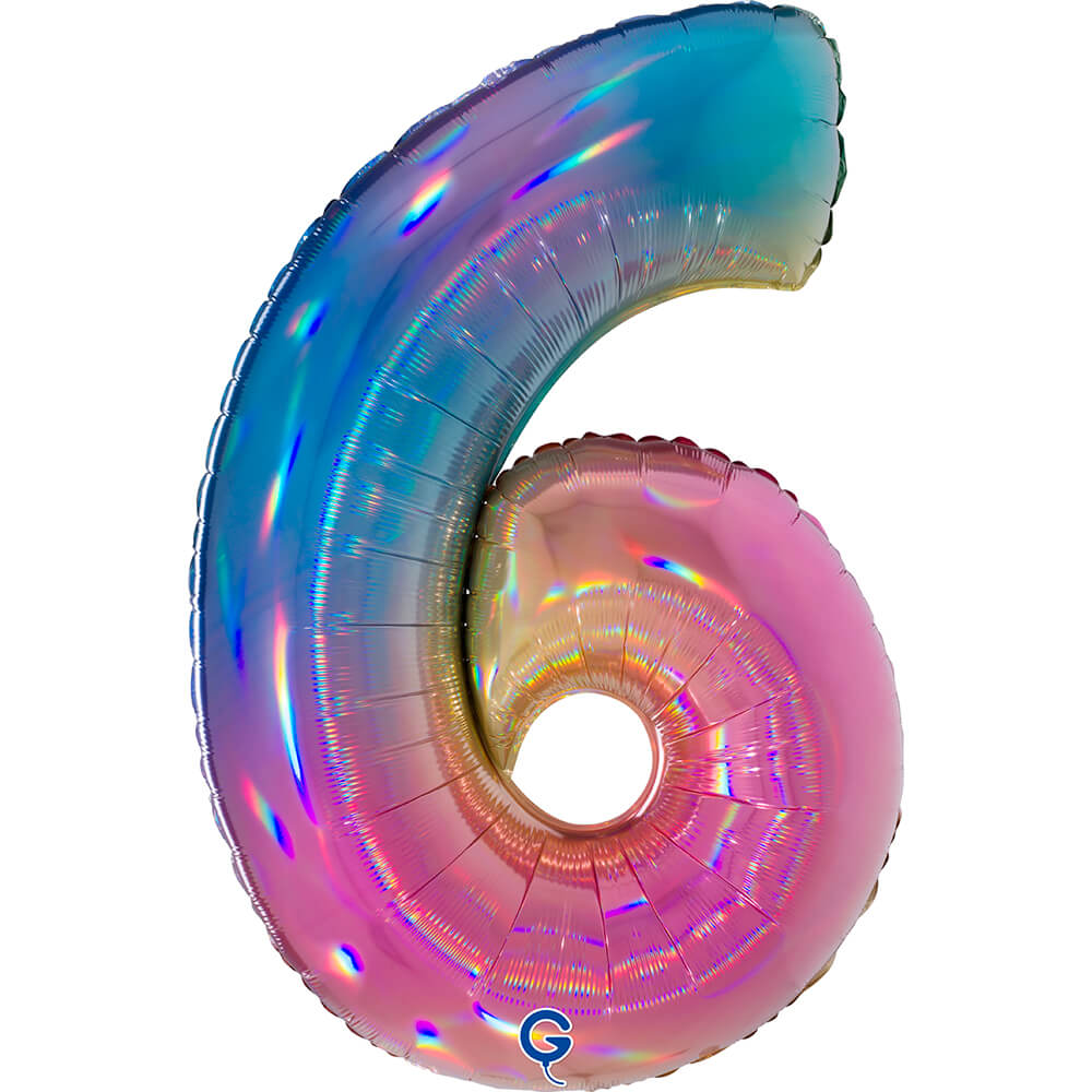 Cijfer 6 Colourful Regenboog 102cm