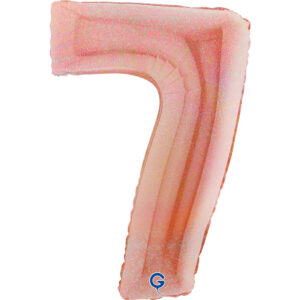 Number 7 Glitter Holographic Rose Gold 40inc