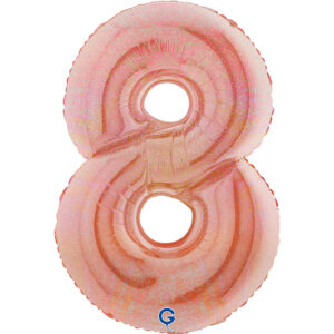 Number 8 Glitter Holographic Rose Gold 40inc