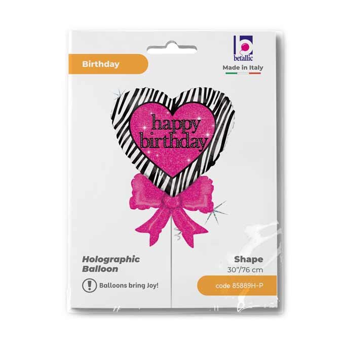 Birthday Zebra Hart Bow