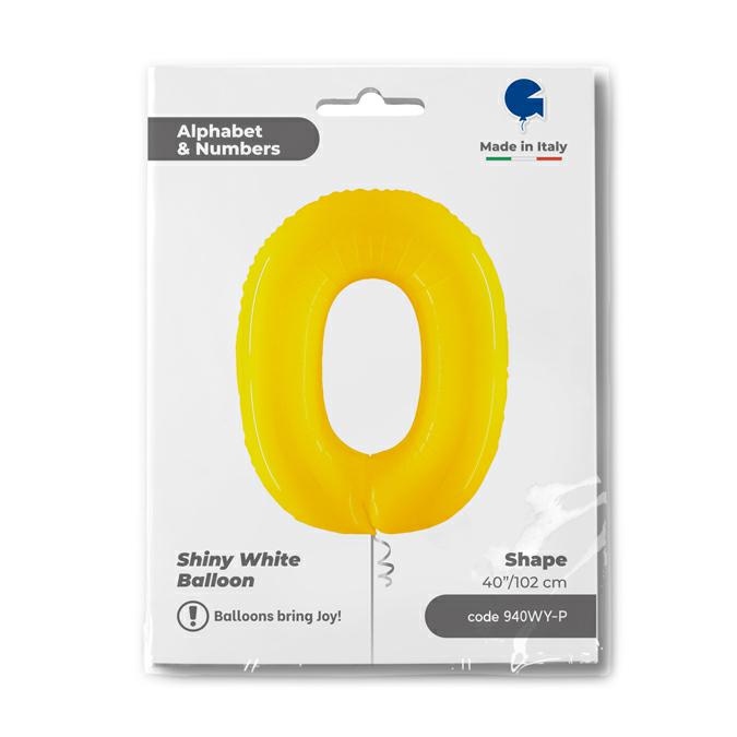 Cijfer 0 Geel Fluo 102cm