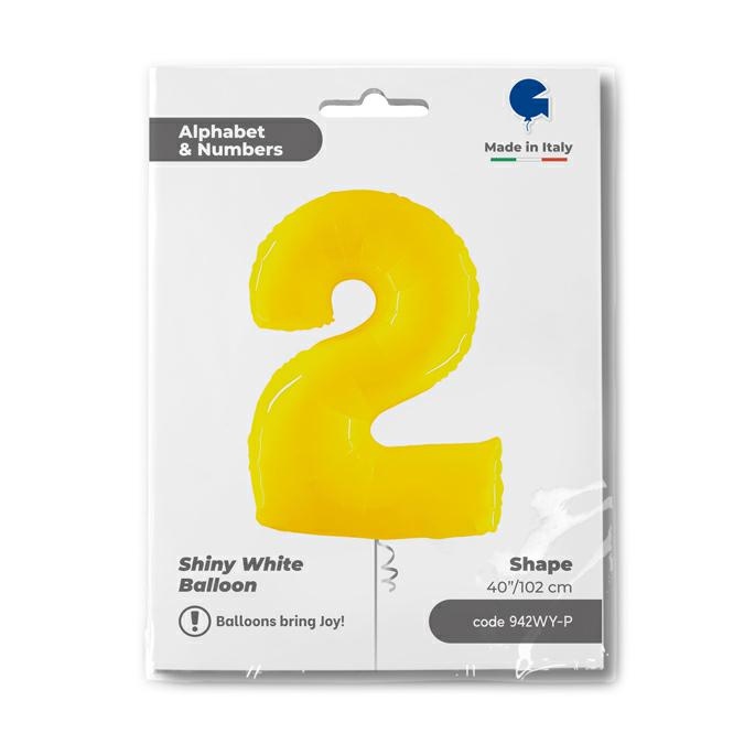 Cijfer 2 Geel Fluo 102cm