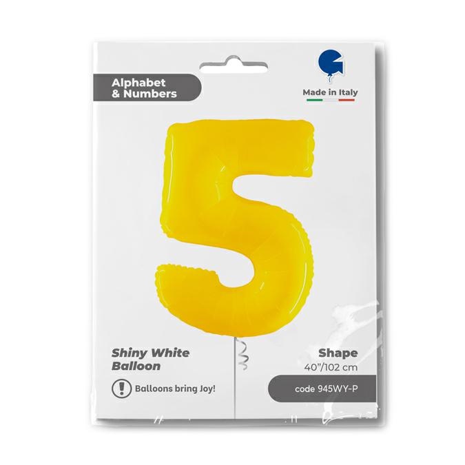 Cijfer 5 Geel Fluo 102cm