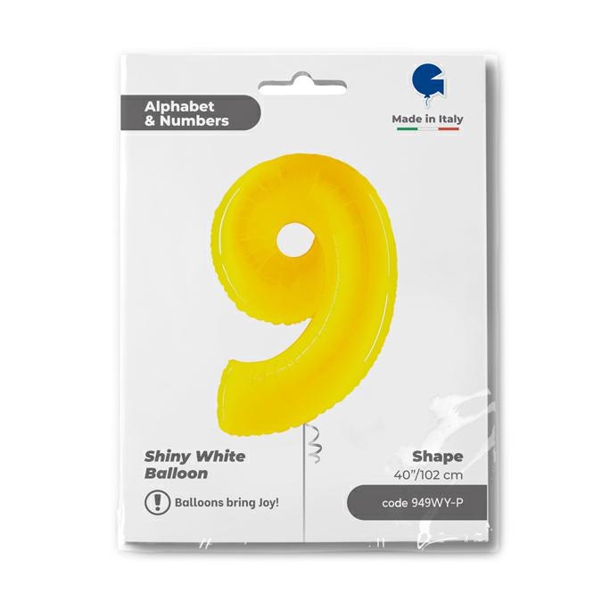 Cijfer 9 Geel Fluo 102cm