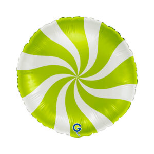 Round 18inc Swirly White-Lime Green