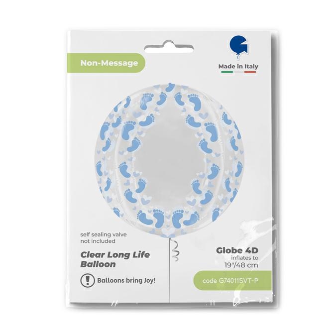 Bol 48cm Transparant Blauw Footprint 4D - NO VALVE