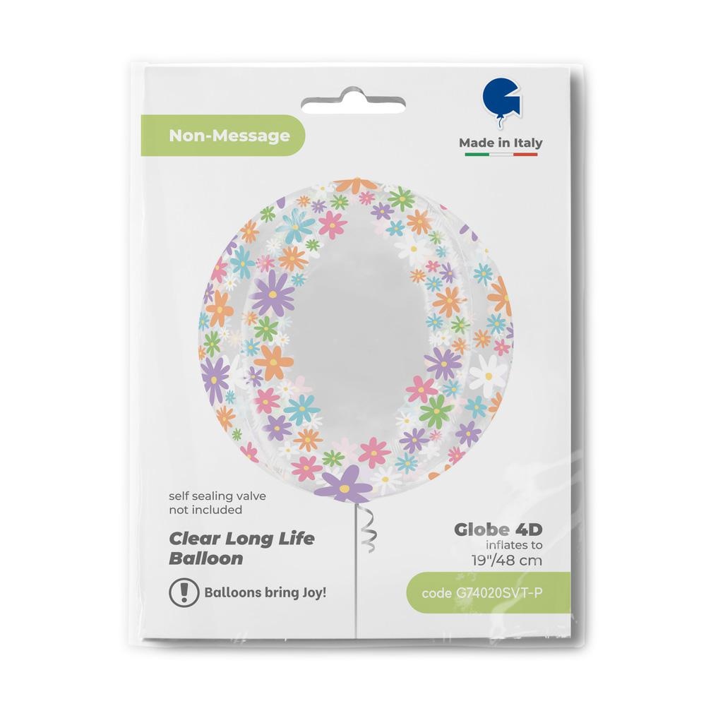 Bol 48cm Transparant Colorful Daisies 4D - NO VALVE