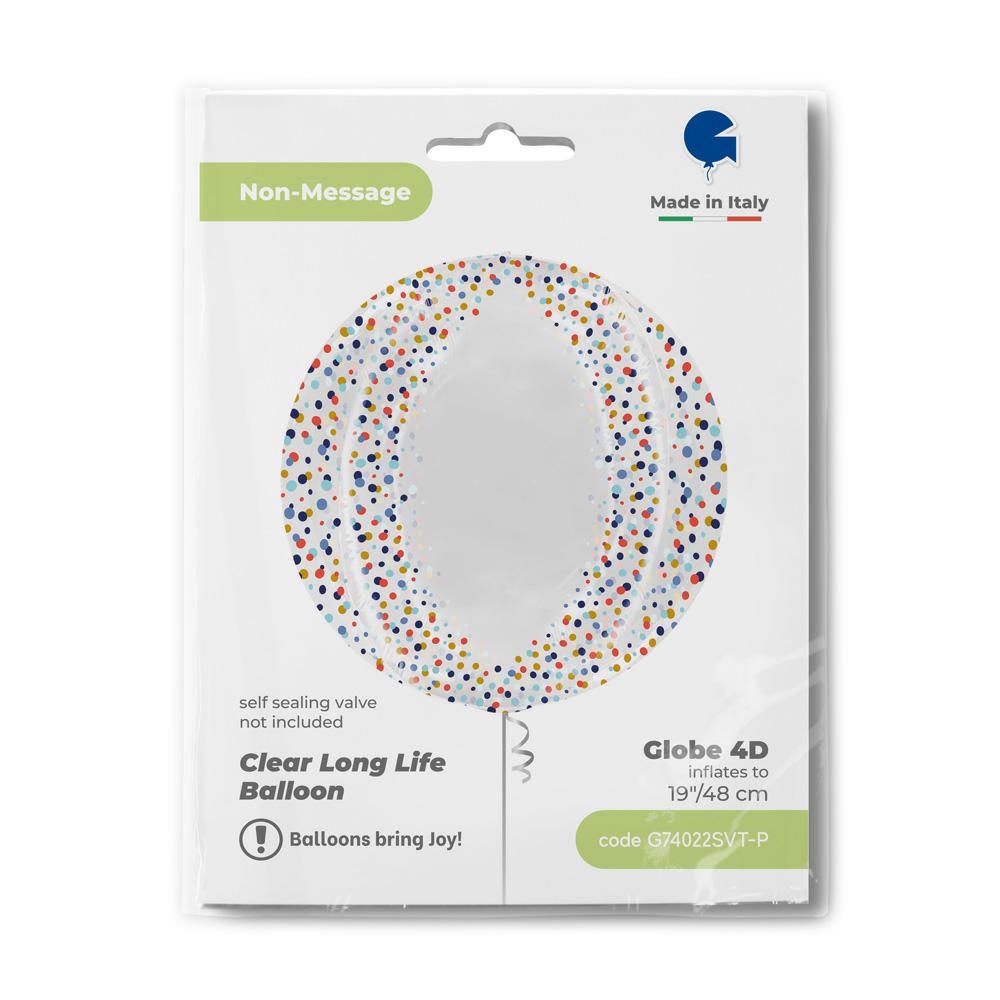 Bol 48cm Transparant Confetti 4D - NO VALVE