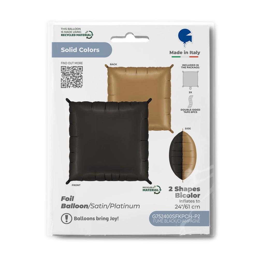 Deco-Bicolor Squares Satin Fumé Zwart & Platinum Champagne