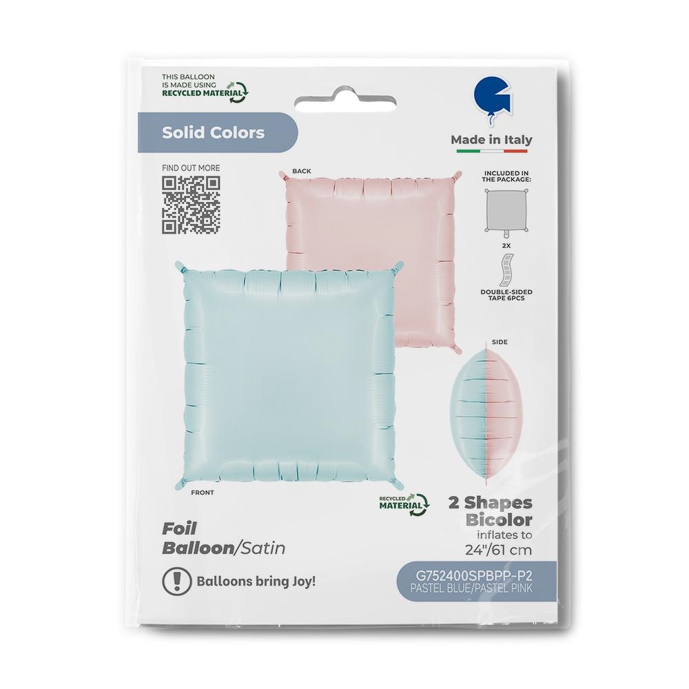 Deco-Bicolor Squares Satin Pastel Blauw & Pastel Roze